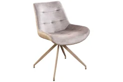 Design Stuhl DIVANI champagner beige Samt Metallgestell