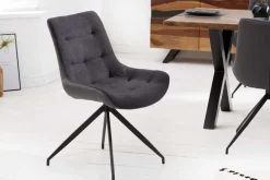 Design Stuhl DIVANI dunkelgrau Metallgestell schwarz im Retro Stil