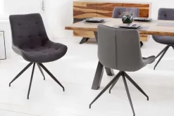 Design Stuhl DIVANI dunkelgrau Metallgestell schwarz im Retro Stil
