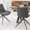 Design Stuhl DIVANI hellgrau Metallgestell schwarz im Retro Stil