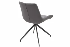 Design Stuhl DIVANI hellgrau Metallgestell schwarz im Retro Stil