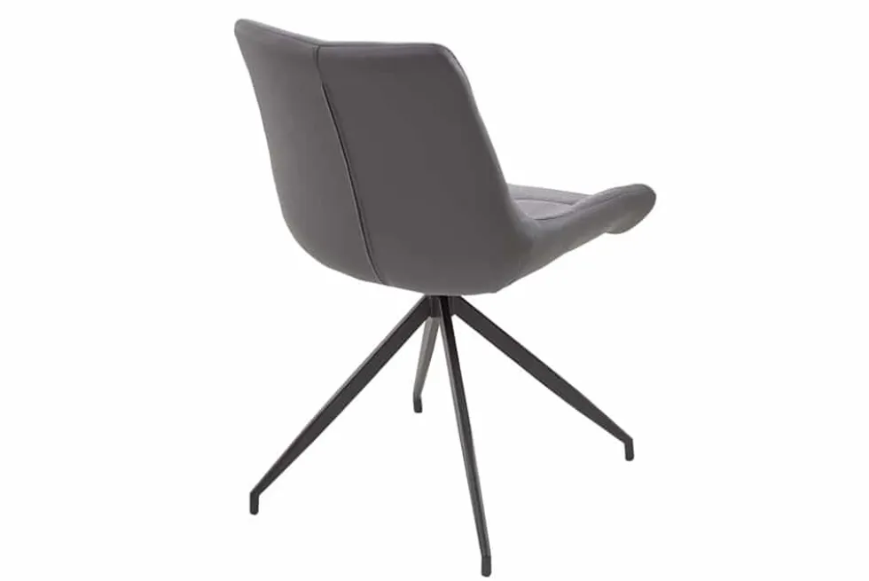 Design Stuhl DIVANI hellgrau Metallgestell schwarz im Retro Stil
