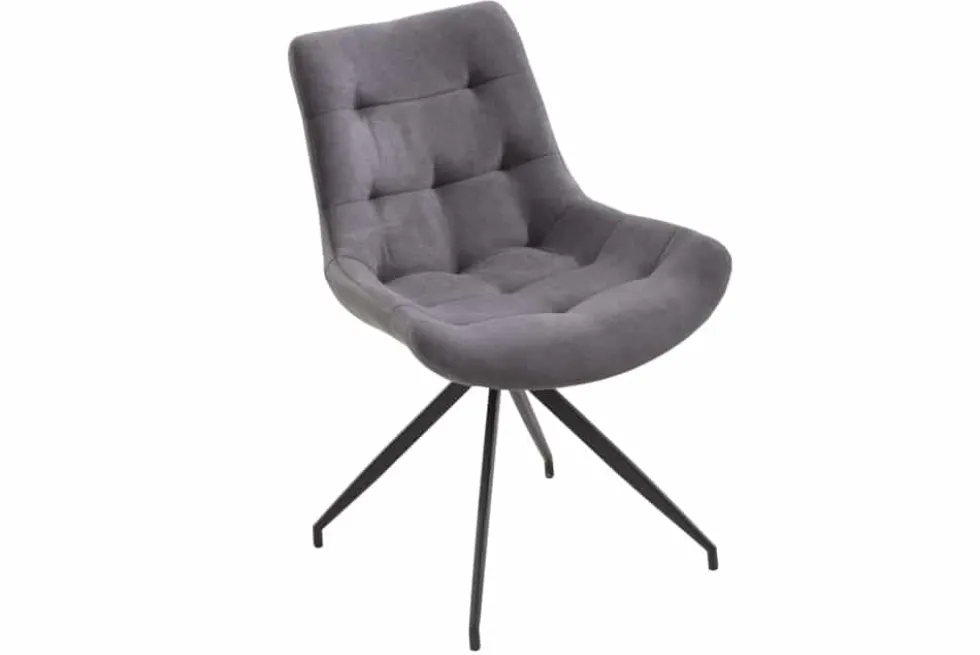 Design Stuhl DIVANI hellgrau Metallgestell schwarz im Retro Stil