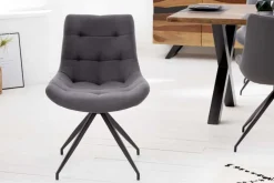 Design Stuhl DIVANI hellgrau Metallgestell schwarz im Retro Stil