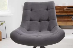 Design Stuhl DIVANI hellgrau Metallgestell schwarz im Retro Stil
