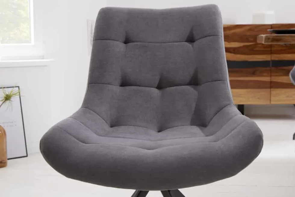 Design Stuhl DIVANI hellgrau Metallgestell schwarz im Retro Stil