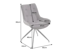 Design Stuhl DIVANI hellgrau Metallgestell schwarz im Retro Stil