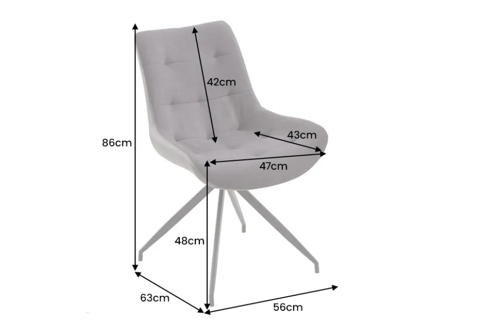 Design Stuhl DIVANI hellgrau Metallgestell schwarz im Retro Stil