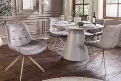 Design Stuhl DIVANI taupe Samt beiges Metallgestell
