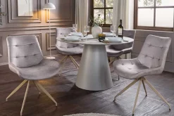 Design Stuhl DIVANI taupe Samt beiges Metallgestell