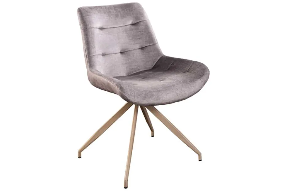 Design Stuhl DIVANI taupe Samt beiges Metallgestell