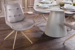 Design Stuhl DIVANI taupe Samt beiges Metallgestell