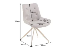 Design Stuhl DIVANI taupe Samt beiges Metallgestell