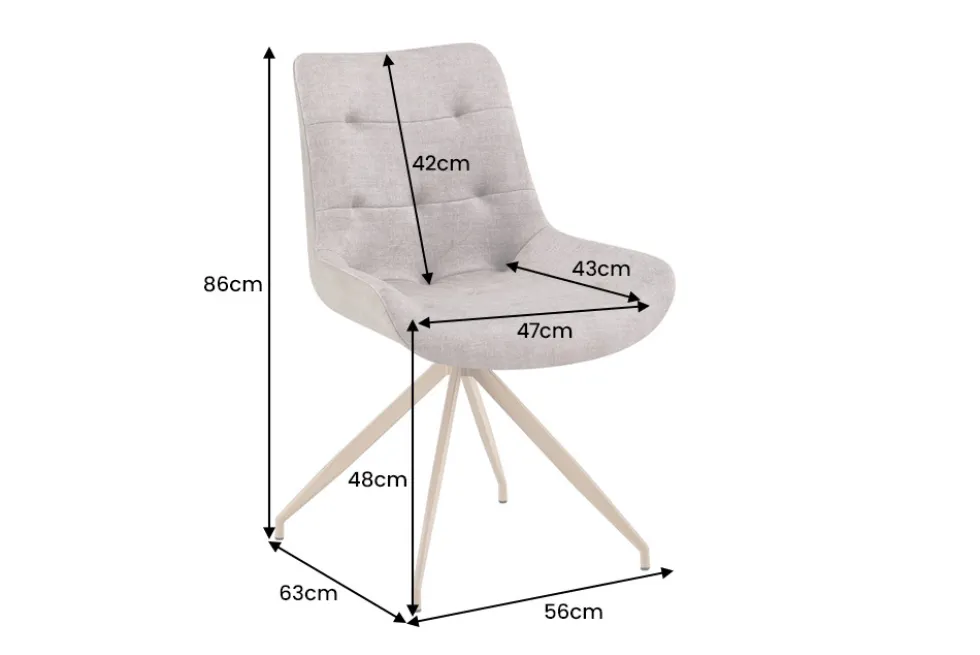 Design Stuhl DIVANI taupe Samt beiges Metallgestell