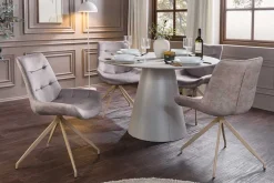 Design Stuhl DIVANI taupe Samt beiges Metallgestell