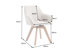 Design Stuhl LIVORNO beige Strukturstoff Massivholzbeine drehbar Auto-Return-Funktion