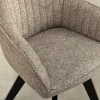 Design Stuhl LIVORNO taupe Strukturstoff schwarz Massivholz drehbar Auto-Return-Funktion