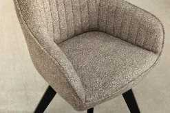Design Stuhl LIVORNO taupe Strukturstoff schwarz Massivholz drehbar Auto-Return-Funktion