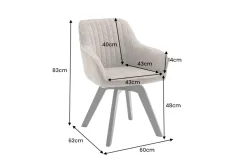 Design Stuhl LIVORNO taupe Strukturstoff schwarz Massivholz drehbar Auto-Return-Funktion