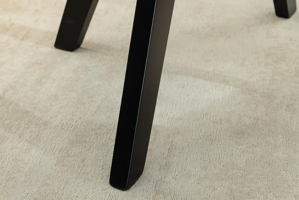 Design Stuhl LIVORNO taupe Strukturstoff schwarz Massivholz drehbar Auto-Return-Funktion
