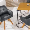 Design Stuhl LOFT antik grau Microfaser drehbar massiv Buchenholz mit Armlehne