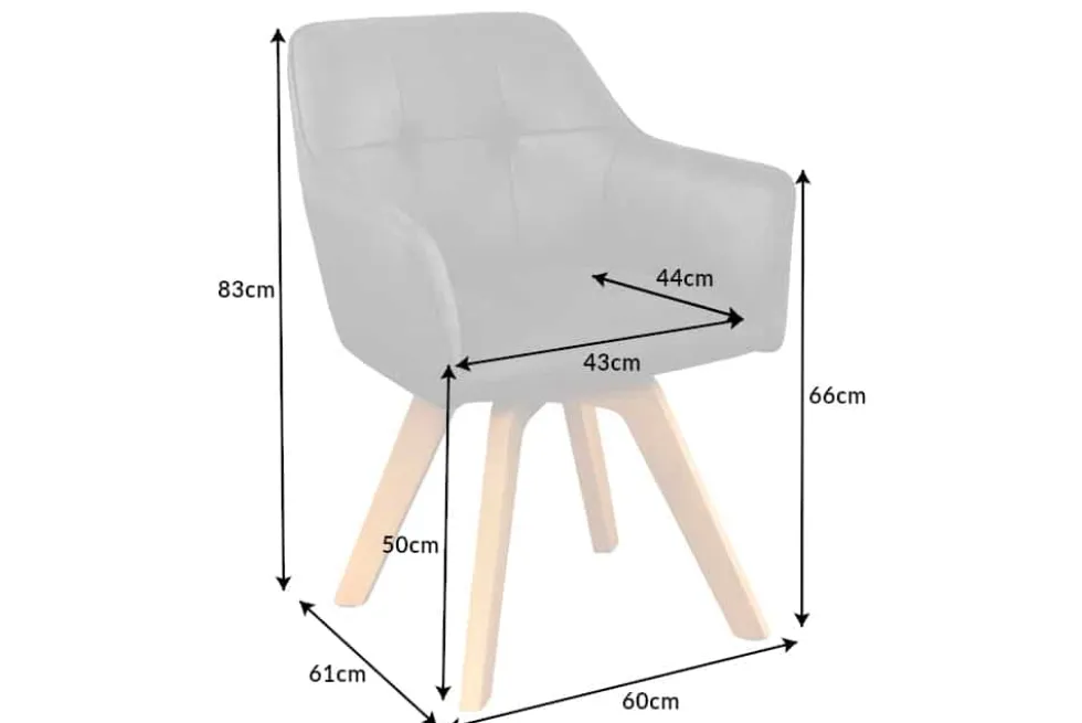 Design Stuhl LOFT antik grau Microfaser drehbar massiv Buchenholz mit Armlehne