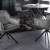 Design Stuhl LOFT dunkelgrau Samt drehbar Metallgestell schwarz mit Armlehne