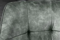 Design Stuhl LOFT grün Samt drehbar Metallgestell schwarz mit Armlehne