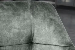 Design Stuhl LOFT grün Samt drehbar Metallgestell schwarz mit Armlehne