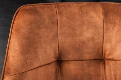 Design Stuhl LOFT rost braun Samt drehbar Metallgestell schwarz mit Armlehne
