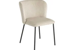 Design Stuhl LYON beige Cord schwarze Metallbeine