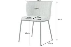 Design Stuhl LYON grün-rosa kariert Bouclé schwarze Metallbeine