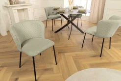 Design Stuhl LYON mint Cord schwarze Metallbeine