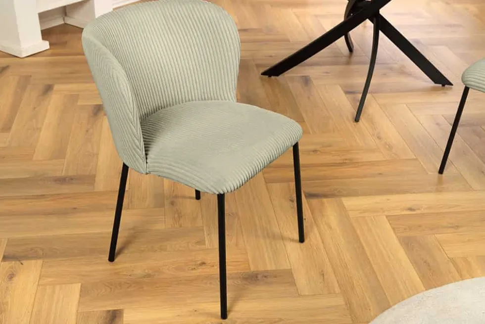 Design Stuhl LYON mint Cord schwarze Metallbeine