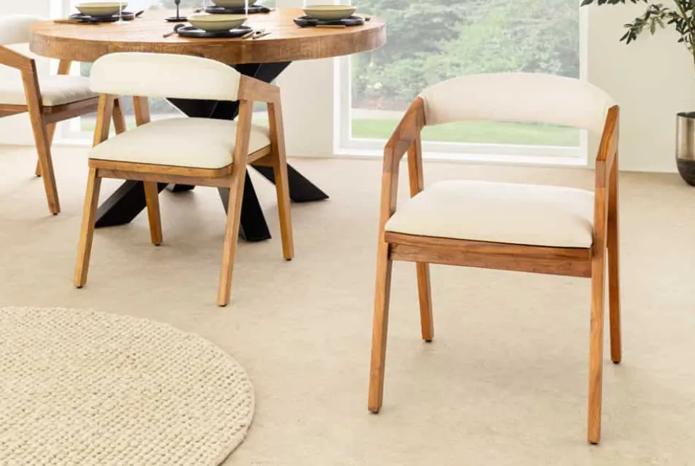 Design Stuhl MAMMUT beige natur massives Akazienholz honey finish