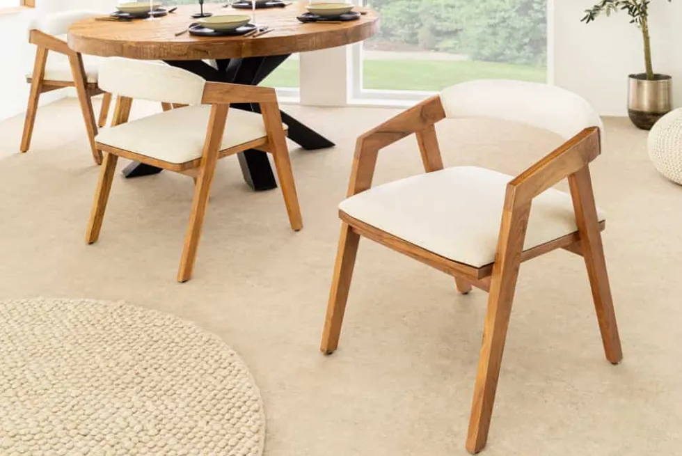 Design Stuhl MAMMUT beige natur massives Akazienholz honey finish