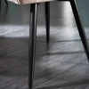 Design Stuhl MILANO champagner beige Samt mit Armlehne gepolstert schwarze Metallbeine