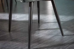 Design Stuhl MILANO grün Samt mit Armlehne Ziersteppung gepolstert schwarze Metallbeine