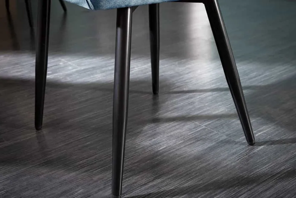 Design Stuhl MILANO petrol Samt mit Armlehne Ziersteppung gepolstert schwarze Metallbeine