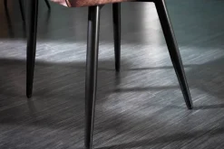 Design Stuhl MILANO rost braun Samt mit Armlehne Ziersteppung gepolstert schwarze Metallbeine