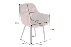 Design Stuhl MILANO rost braun Samt mit Armlehne Ziersteppung gepolstert schwarze Metallbeine
