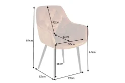Design Stuhl MILANO senfgelb Samt mit Armlehne Ziersteppung gepolstert schwarze Metallbeine