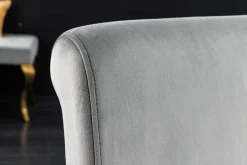 Design Stuhl MODERN BAROCK grau Samt goldene Stuhlbeine