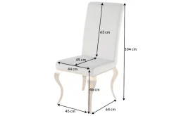 Design Stuhl MODERN BAROCK grau Samt goldene Stuhlbeine