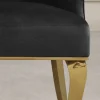 Design Stuhl MODERN BAROCK DELUXE schwarz Samt gold Edelstahl mit Löwenkopf