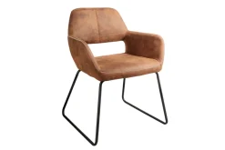 Design Stuhl MUSTANG antik braun Microfaser mit Armlehne
