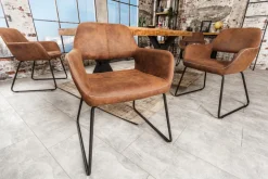 Design Stuhl MUSTANG antik braun Microfaser mit Armlehne