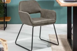 Design Stuhl MUSTANG antik taupe Microfaser mit Armlehne