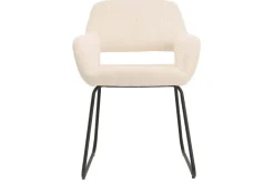 Design Stuhl MUSTANG beige Cord mit Armlehne schwarz Metallgestell