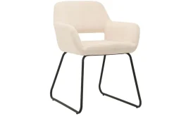Design Stuhl MUSTANG beige Cord mit Armlehne schwarz Metallgestell